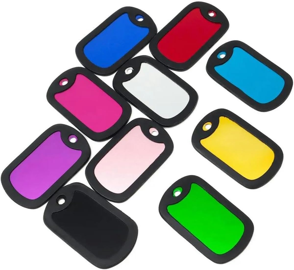 Lot de 100 médailles d'identification vierges en aluminium pour chien avec plaque signalétique en caoutchouc pour animal de compagnie, gravées sur mesure, pour chat et chien, anti-perte, pendentif, a