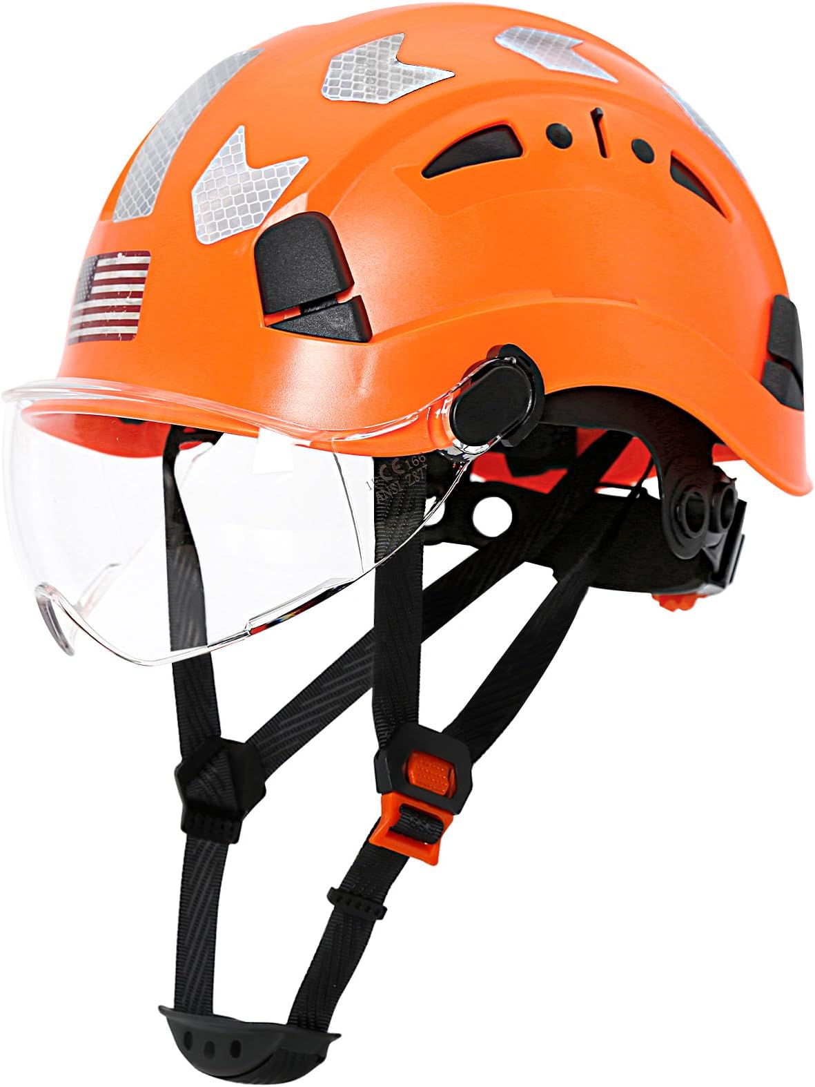 AOLAMEGS Construction Safety Hard Hat - ANSI Z89.1 Type Ι OSHA Approved Safety Helmets with Chin Straps Lightweight Reflective Vented ABS Hard Hats For Men Women Industrial Workwear 6-point Suspension