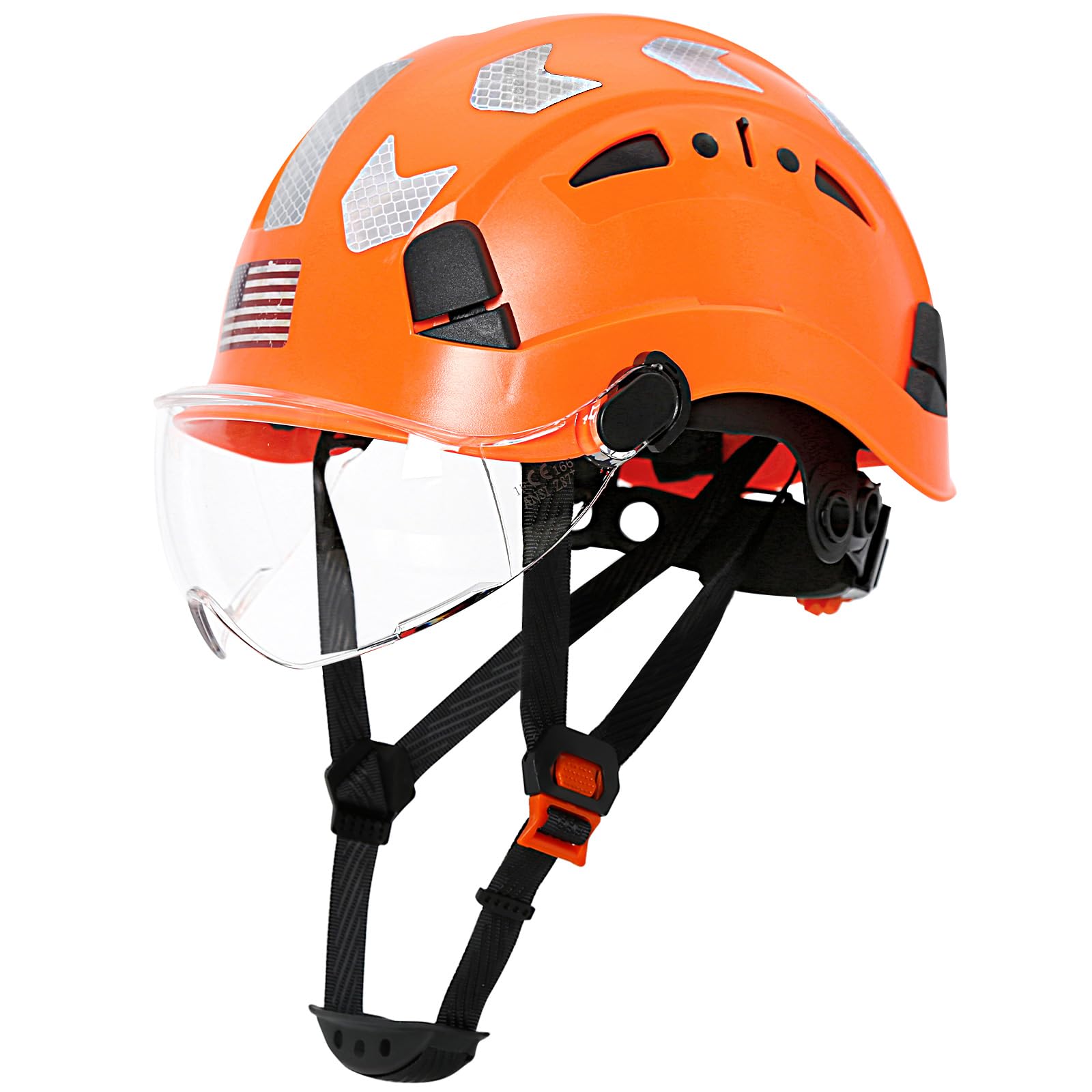 AOLAMEGS Construction Safety Hard Hat - ANSI Z89.1 Type Ι OSHA Approved Safety Helmets with Chin Straps Lightweight Reflective Vented ABS Hard Hats For Men Women Industrial Workwear 6-point Suspension