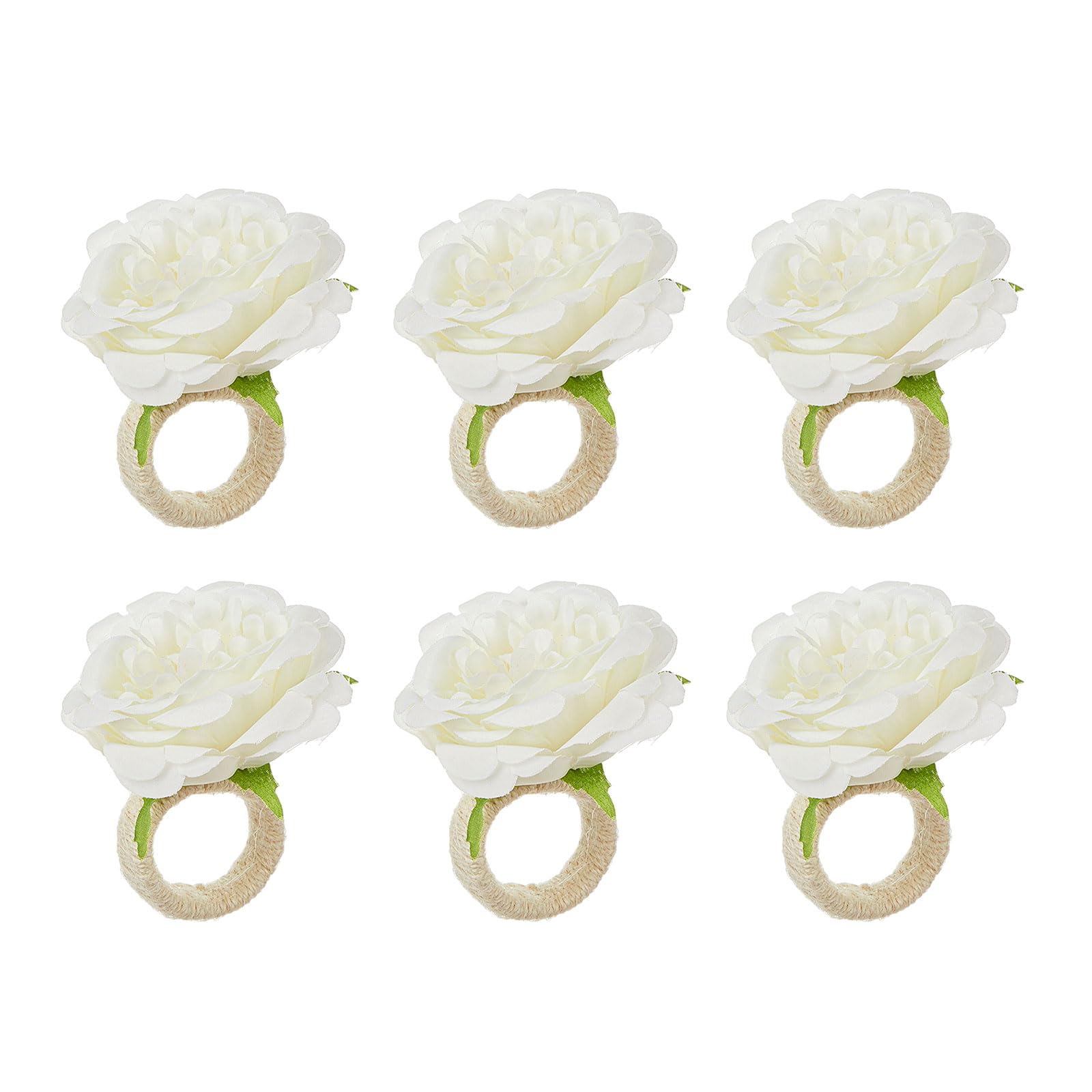 Of 6 Elegant Napkin Rings Artificial Flower Shape Napkin Holder Elegant Table Adornment for Banquets and Gatherings Artificial Flower Rings
