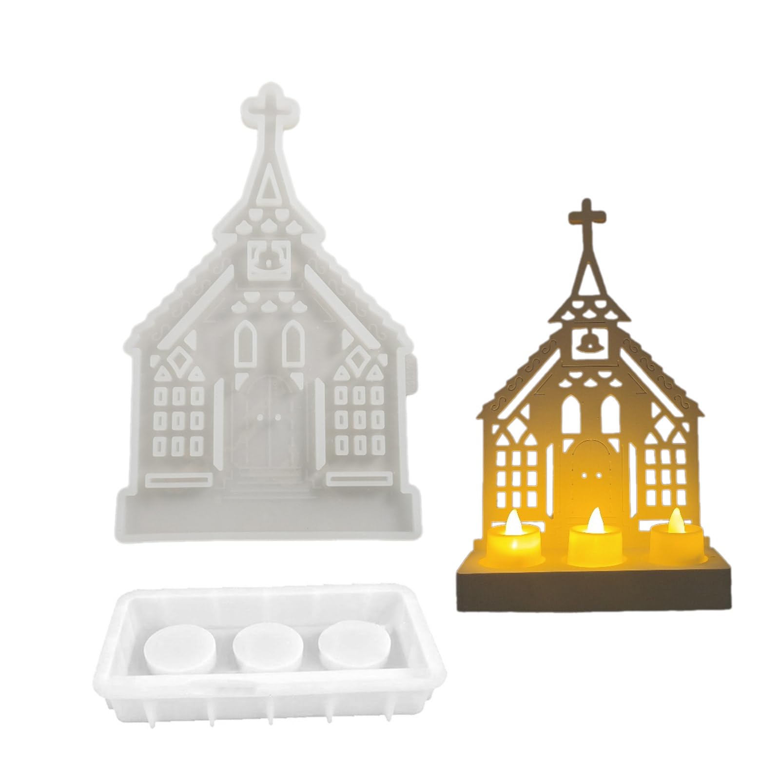 Moule silicone bougeoir en croix pour ornements maison gypse