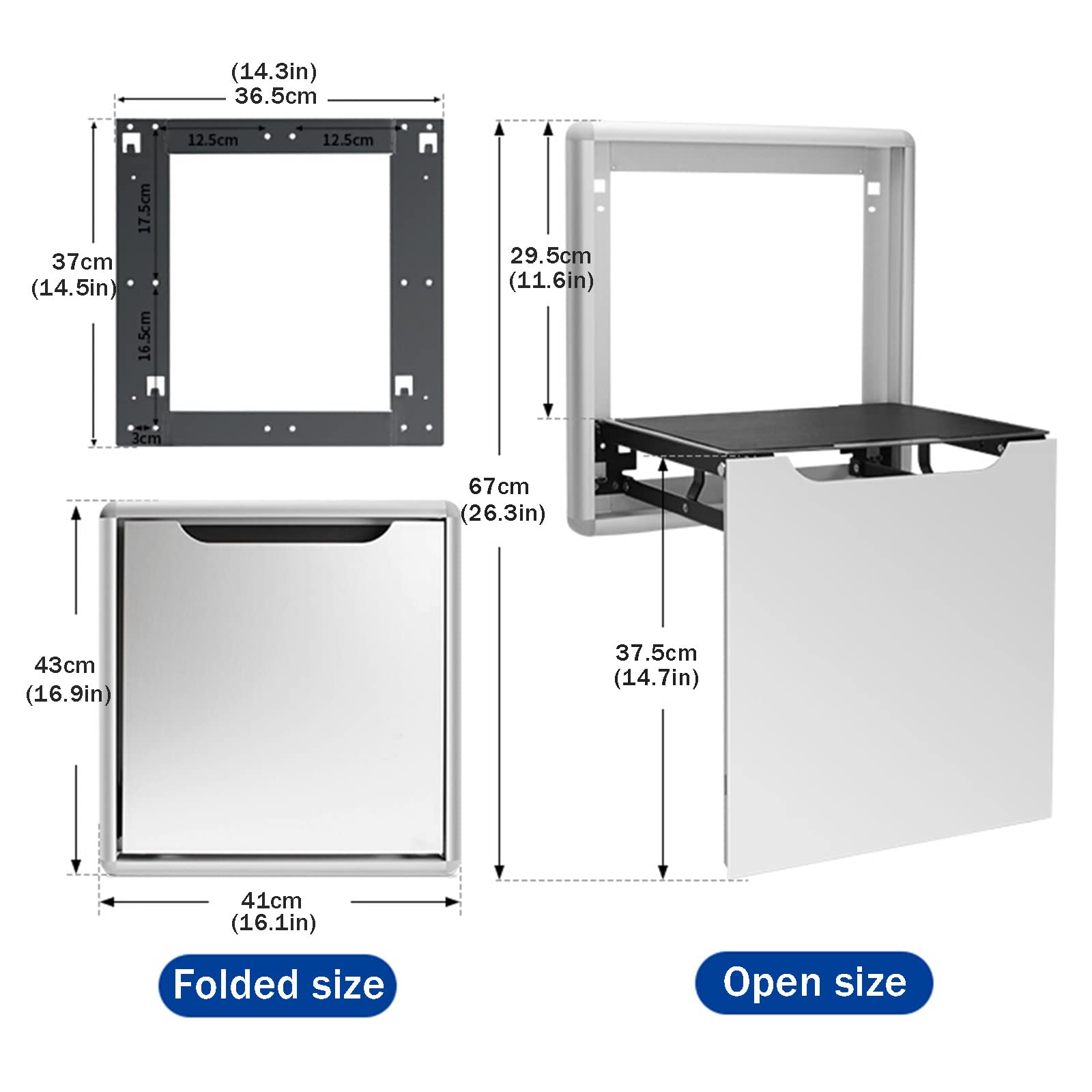 Plegable Taburete para Ducha en la Pared, Asiento Abatible para Ducha, Invisible Entrada Taburete para Zapatos, Banqueta de Baño para Ancianos, Embarazadas, Bancos Carga Máxima 150 KG, (Color:blanco)