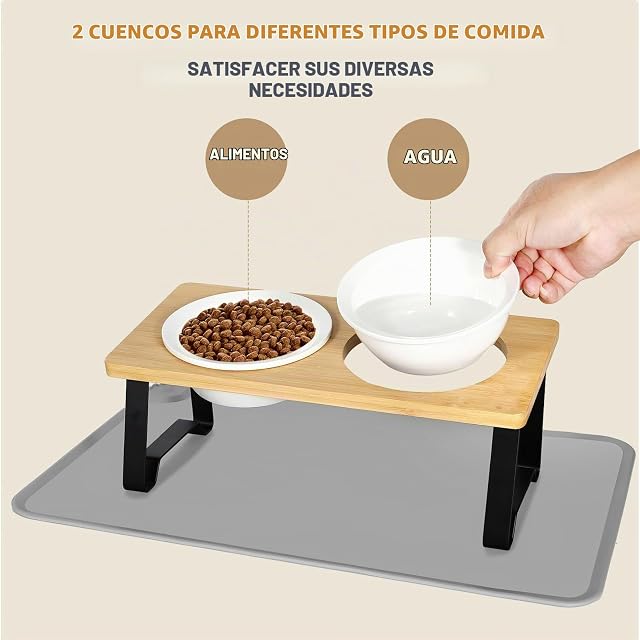 Foto 6 de 7 de Lannvan Comedero Gato Elevado,Comedero Gato,Comederos para Gatos Inclinación de 15° Ceramica con Soporte…