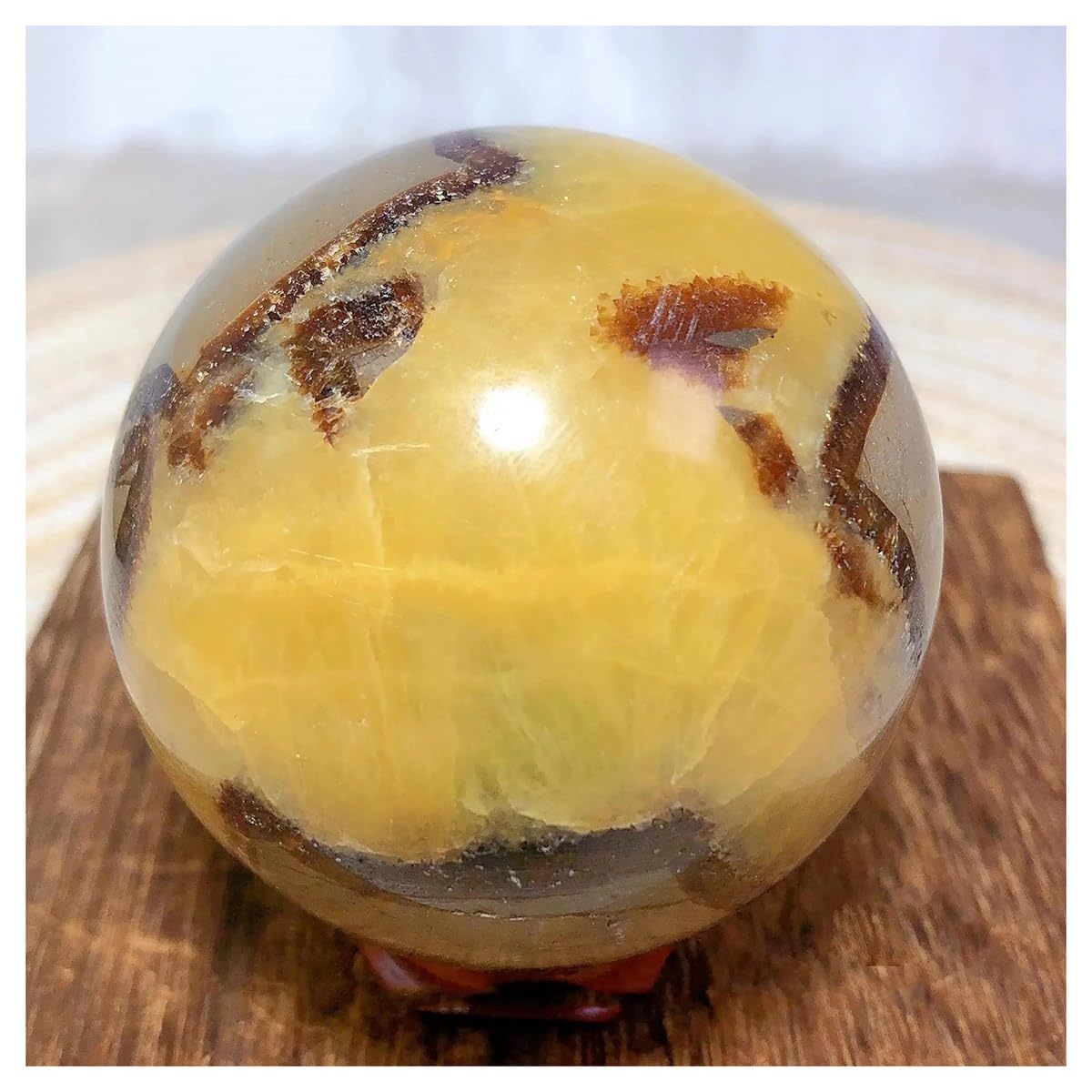 Esfera de Septario Piedra de Cristal Natural contra Decoración Aburrida con Soporte Estable