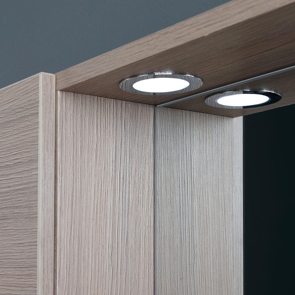 Kiamami Valentina - Specchio Bagno Contenitore 77Cm 2 Pensili Rovere Fumo