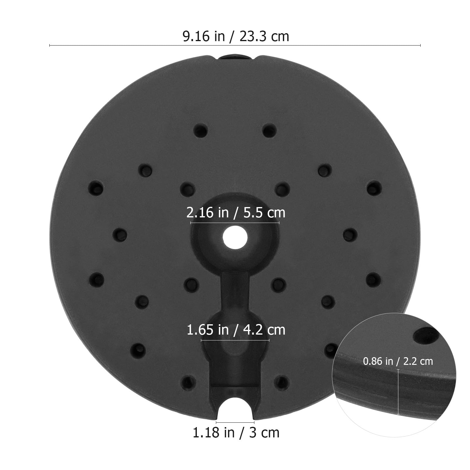 ABOOFAN Pied de Lampe Lesté en Plastique Socle Rond 240x22 Mm Poids Stable pour Lampadaire Base de Table Robuste Accessoire Remplacement pour Lampe de Bureau Support Sécurisé