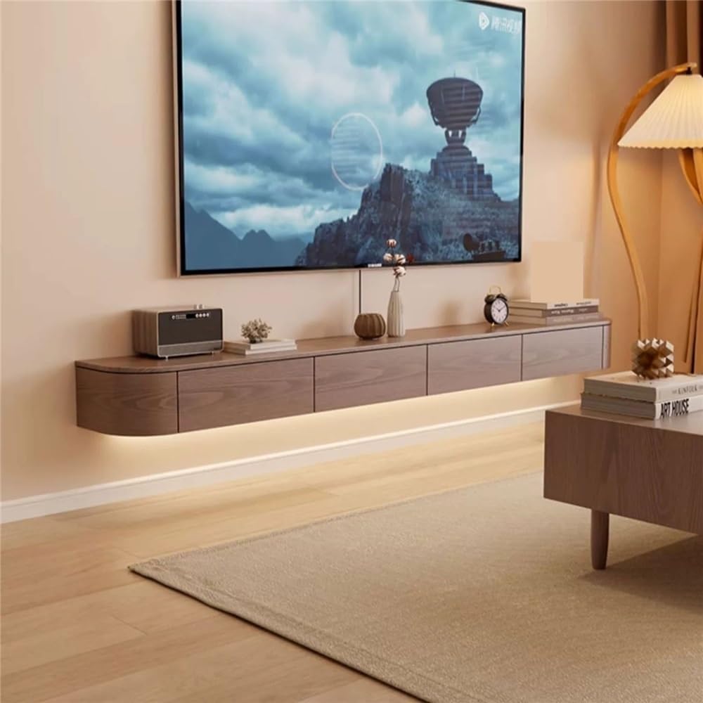 78,7"/86,6'' Schwebender TV-Ständer mit LED-Licht, Wandmontierter schwebender TV-Ständer, Entertainment-Media-Center(Small)