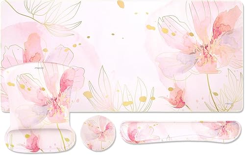 Miniatura 10 de MOSISO Juego de alfombrillas de mouse para teclado y mouse para videojuegos, reposamuñecas para teclado, alfombrilla de mouse con reposamuñecas y