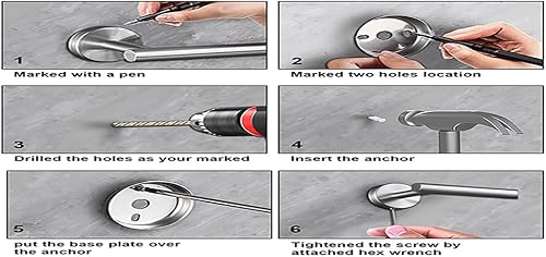 Miniatura 6 de 10 barras de torre de baño, incluye 2 toallas de 23.6 pulgadas, 2 barras de toalla de 16 pulgadas, 2 ganchos para toallas, 2 anillos de toalla, 2