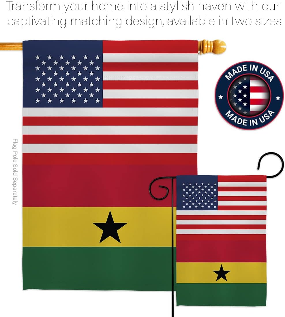 World Cup Ghana USA Friendship Flag Wall Decor 2 Pcs Banner Flag Patio Lawn Garden Room Decorations Outdoor Tapestry Yard Signs Art FIFA Gifts Team Qatar Trophy Soccer Game Football Made in USA