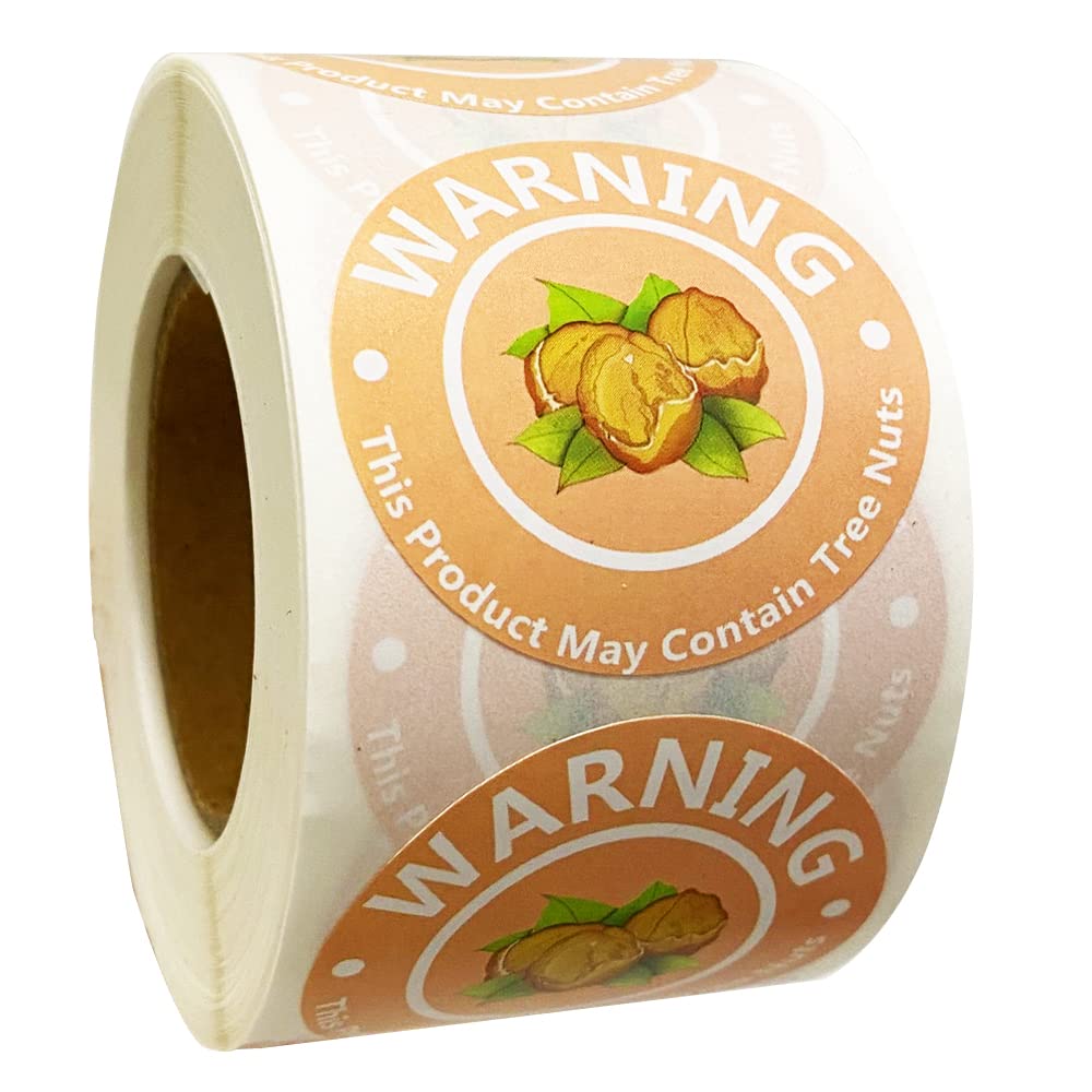 Contains Nuts Labels Contains Nuts Stickers - 500-Pack Brown Allergy ...