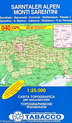 Tabacco Wandern 1 : 25 000 Sarntaler Alpen