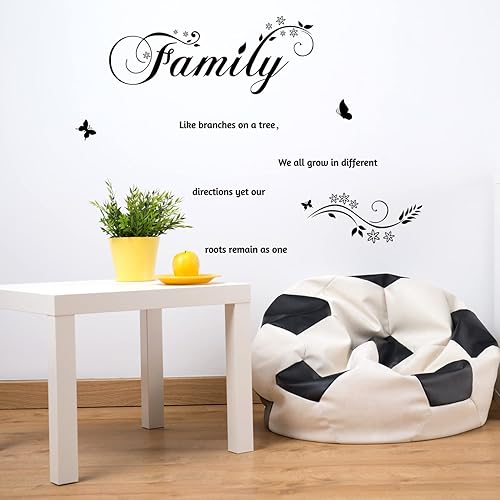 Miniatura 4 de Lchen Adhesivo decorativo de PVC para pared con ramas en un árbol familiar con texto en inglés «We All Grow in Different Directions Yet Our Roots