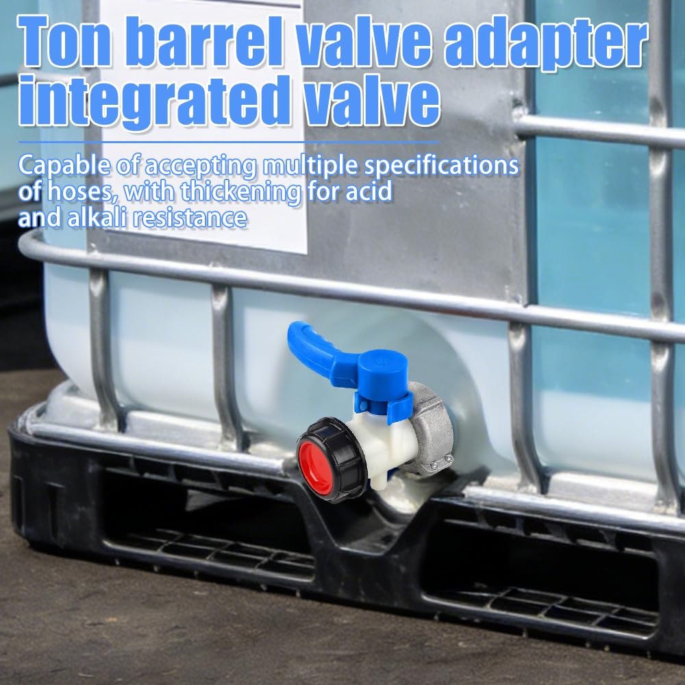 Mineup Vanne Cuve 1000L Plastique, Adaptateur Universel IBC DN50 (75mm), Vanne Papillon Adaptateur, pour Robinet de Vidange, Réservoir IBC, Citerne de Pluie, Bidon, Réservoir à Eau