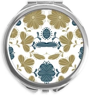 Decorative Classic Floral Pattern Golden Hand Compact Mirror Round Portable Pocket Glass