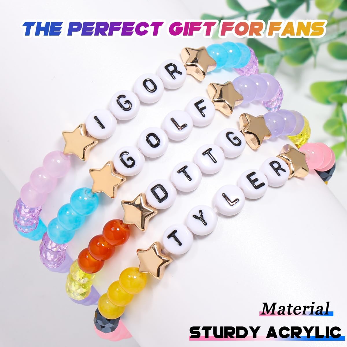 AICase for the Creator Merch Tyler Gifts Toys Inspired Bracelets 4 Pcs Stackable Stretch Beaded Friendship Bracelets Party Decor Costume Cosplay Merchandise Gifts for Fans Women Birthday Christmas - Image 7