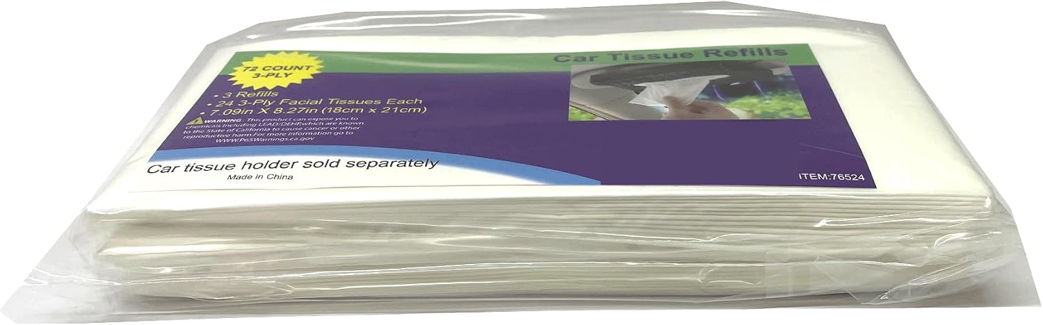 3-Ply Tissue Refill Pack for Car Visor Case Tissues Box 27 Refill Packs