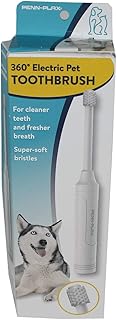 Penn-Plax 360Â° Electric Pet Toothbrush â€“ Battery Operated (AA) â€“ Super Soft Bristles for Ultimate Comfort â€“ Safe for All Dogs and Cats