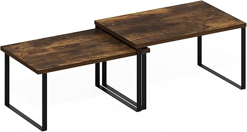 Vista 5 de Furinno Ravel - Estantes de cocina multiusos, expandibles, apilables, juego de 2, pino ámbar/negro