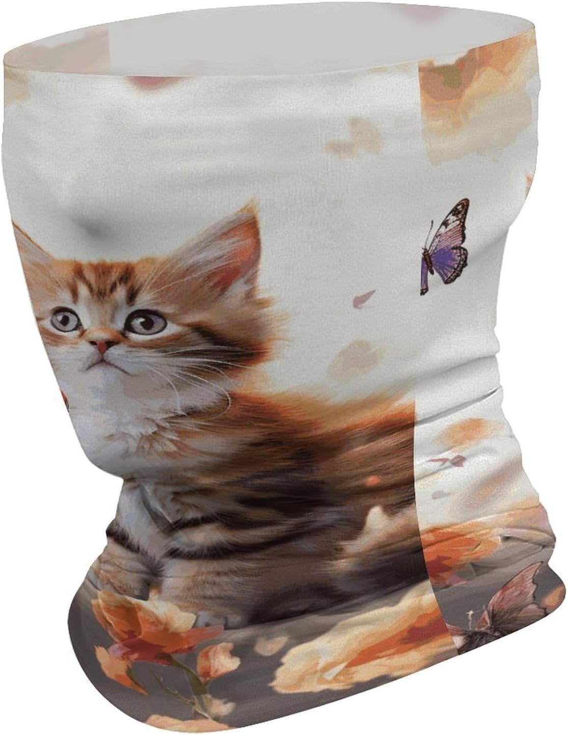 Cute Kitten Butterfly UV Protection Bandana Neck Gaiter Face Mask image 3