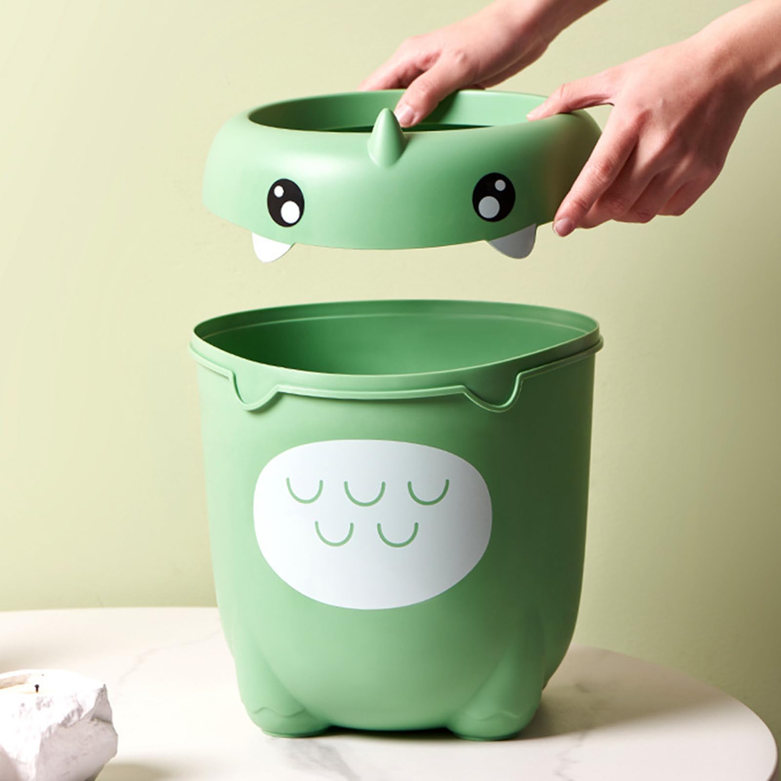 Caje De Trash Caje De Niño - Bin de desechos en forma de dinosaurio pequeño, mini cesta creativa de basura, organizador de gran capacidad, elegante recipiente de , basura de la habitación comp