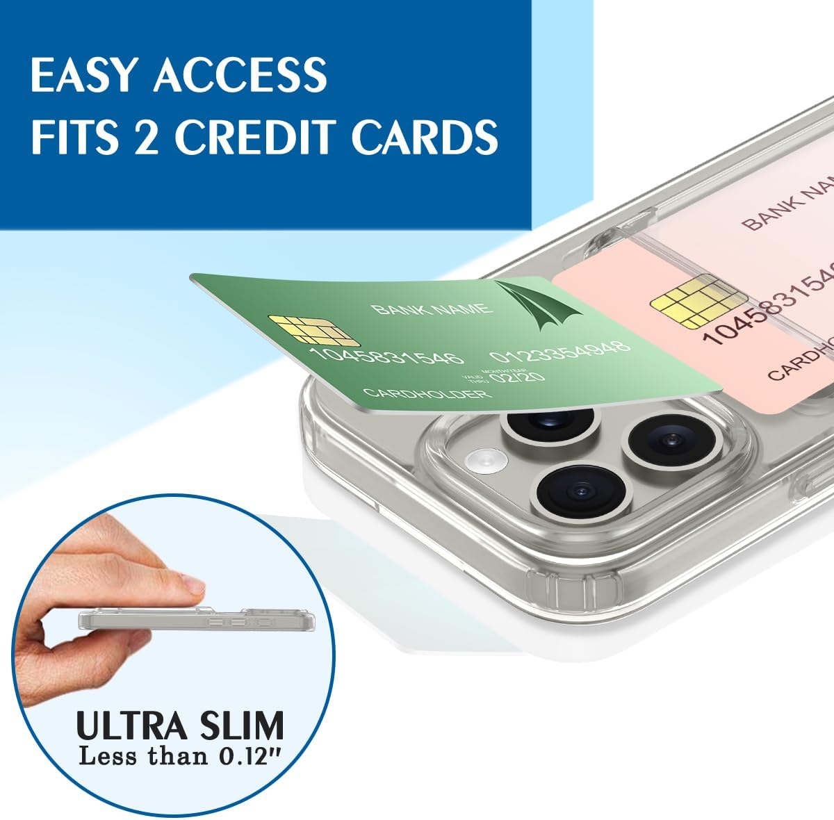 Petocase for iPhone 15 Pro Max Wallet Case Card Holder Slot Slim Fit Flexible TPU Gel Rubber Soft Skin Silicone Protective Phone Case Cover for Apple iPhone 15 Pro Max 6.7 inch Crystal Clear - Image 3