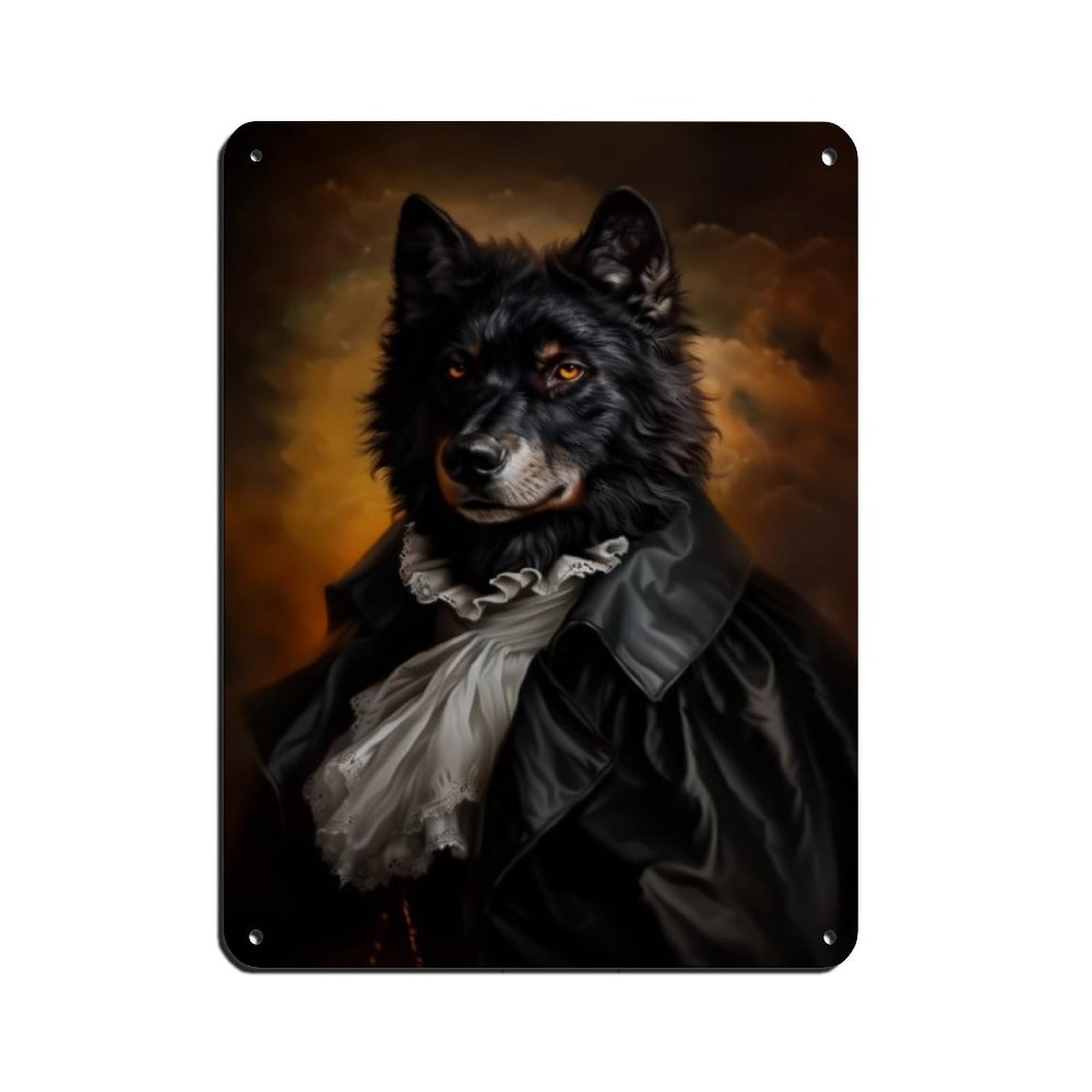 Gothic Wolf Portrait Painting Poster Tin Sign Vintage Metal Pub Club Cafe Bar Home Wall Art Decoration Poster Retro 12x16inch(30x40cm)