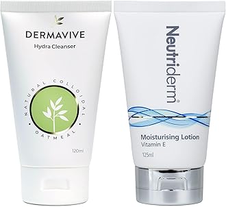 Pre-Makeup Skincare Combo, Vitamin E Moisturiser 125 Ml And Dermavive Hydra Cleanser Lotion (Combination) 120 Ml