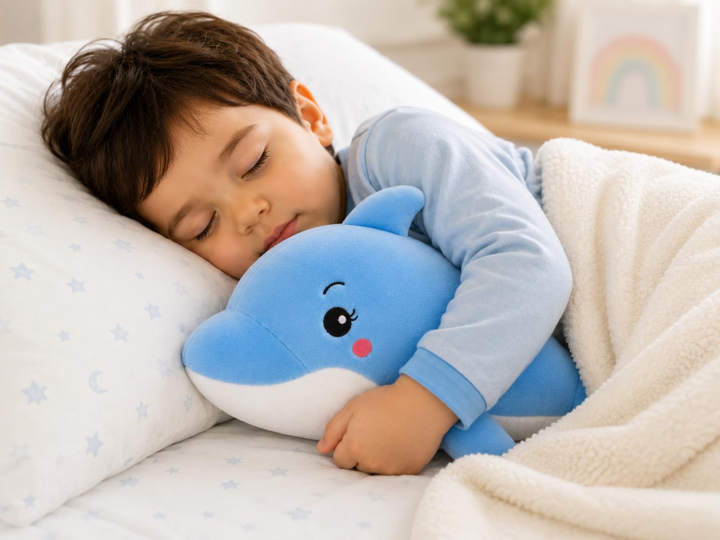 Adhigams Baby Dolphin Soft Toys/Stuffed Toys/Plush Toy | Cotton Soft Dolphin Toys for Baby boy and Girl (40 cm) (Blue)-image-10