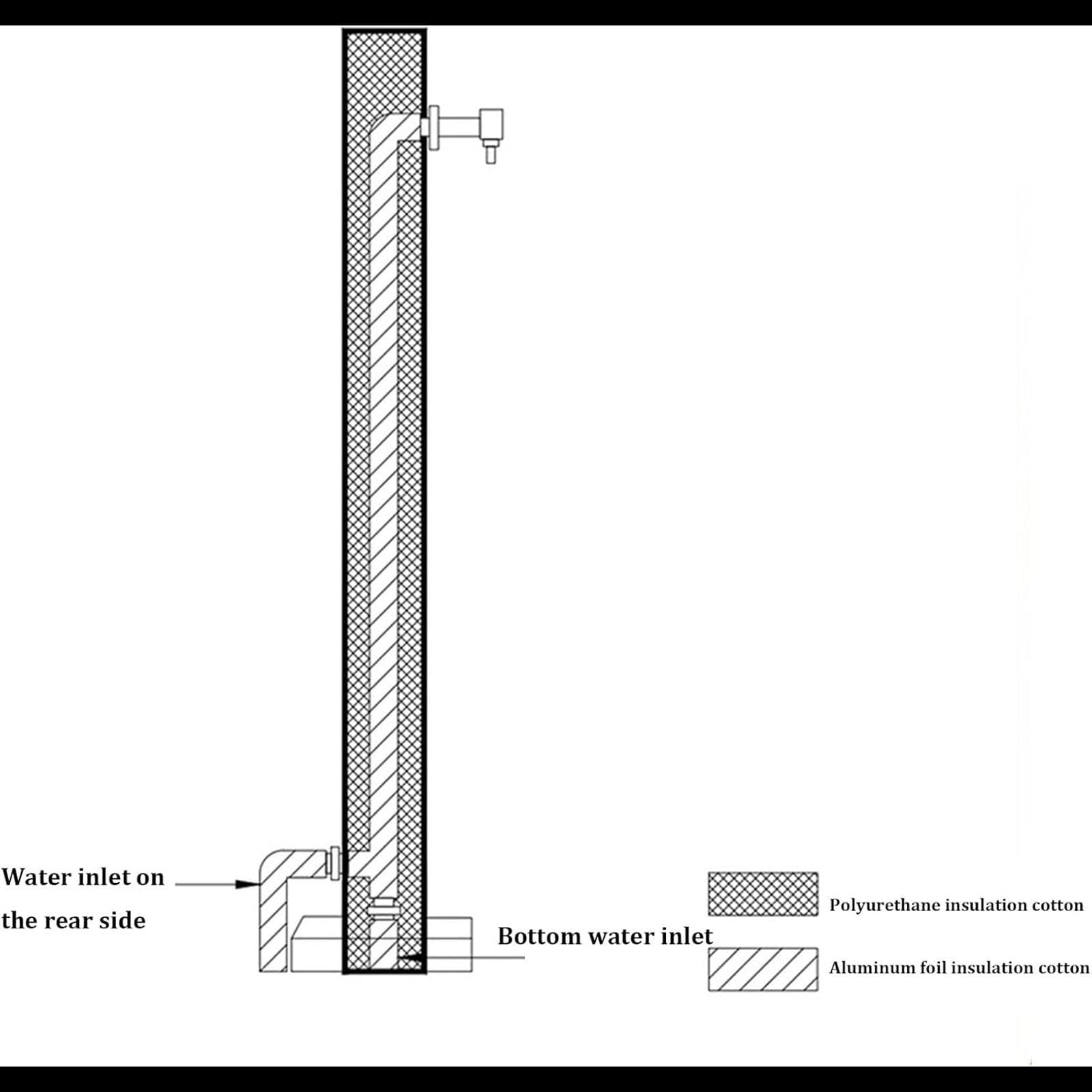 Fuente Jardin Exterior, Grifo de Doble Salida con Pistola Rociadora, Columna de Agua Independiente para Jardín, Grifo Exterior Sencillo de Acero Inoxidable(60 * 6cm/23 * 2in)