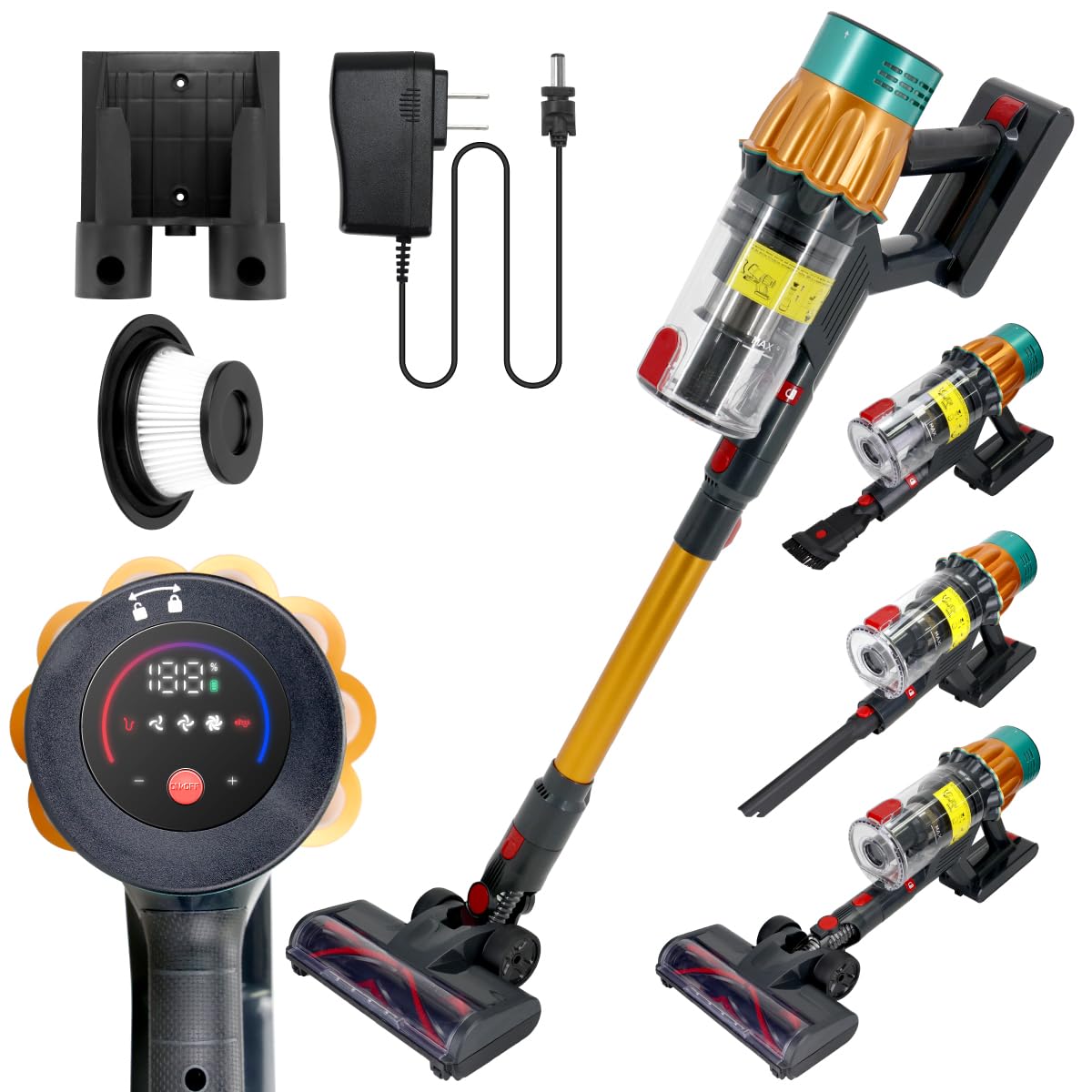 Amazon | 掃除機 コードレス スティッククリーナー 40KPa超強力吸引