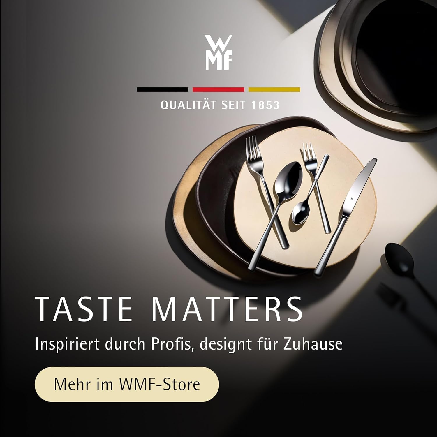 WMF Habitum Besteck Set 12 Personen, Essbesteck 60 teilig, Monobloc-Messer, Cromargan Edelstahl poliert, glänzend, spülmaschinenfest