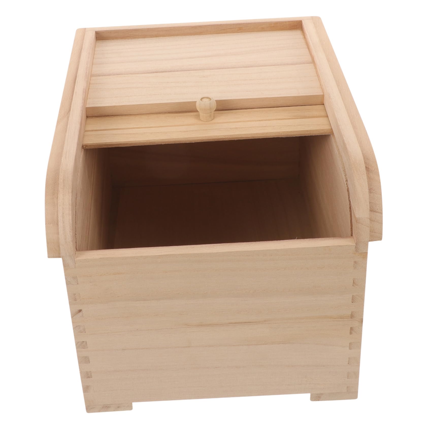 ULTECHNOVO Bac de Stockage pour Riz en Bois avec Couvercle, Seau Alimentaire 5Kg, Garde Grains Propres et Secs, Cuisine