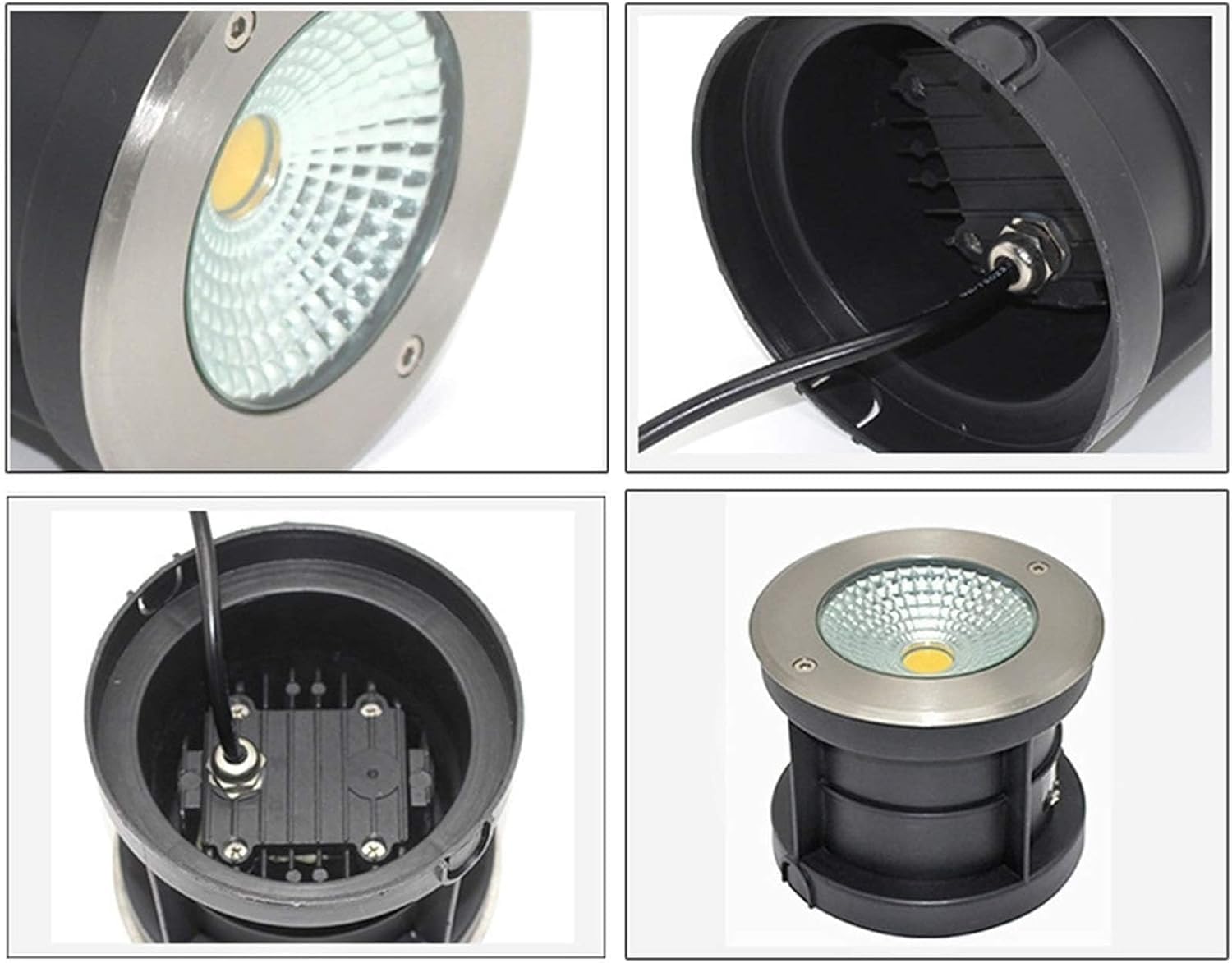 DARZYS Buried Light, Ground Lights Outdoor, Recessed Floor Lamp, Recessed Ground Corner Light, Warm White Light COB, Outdoor Underground Lights(10W)