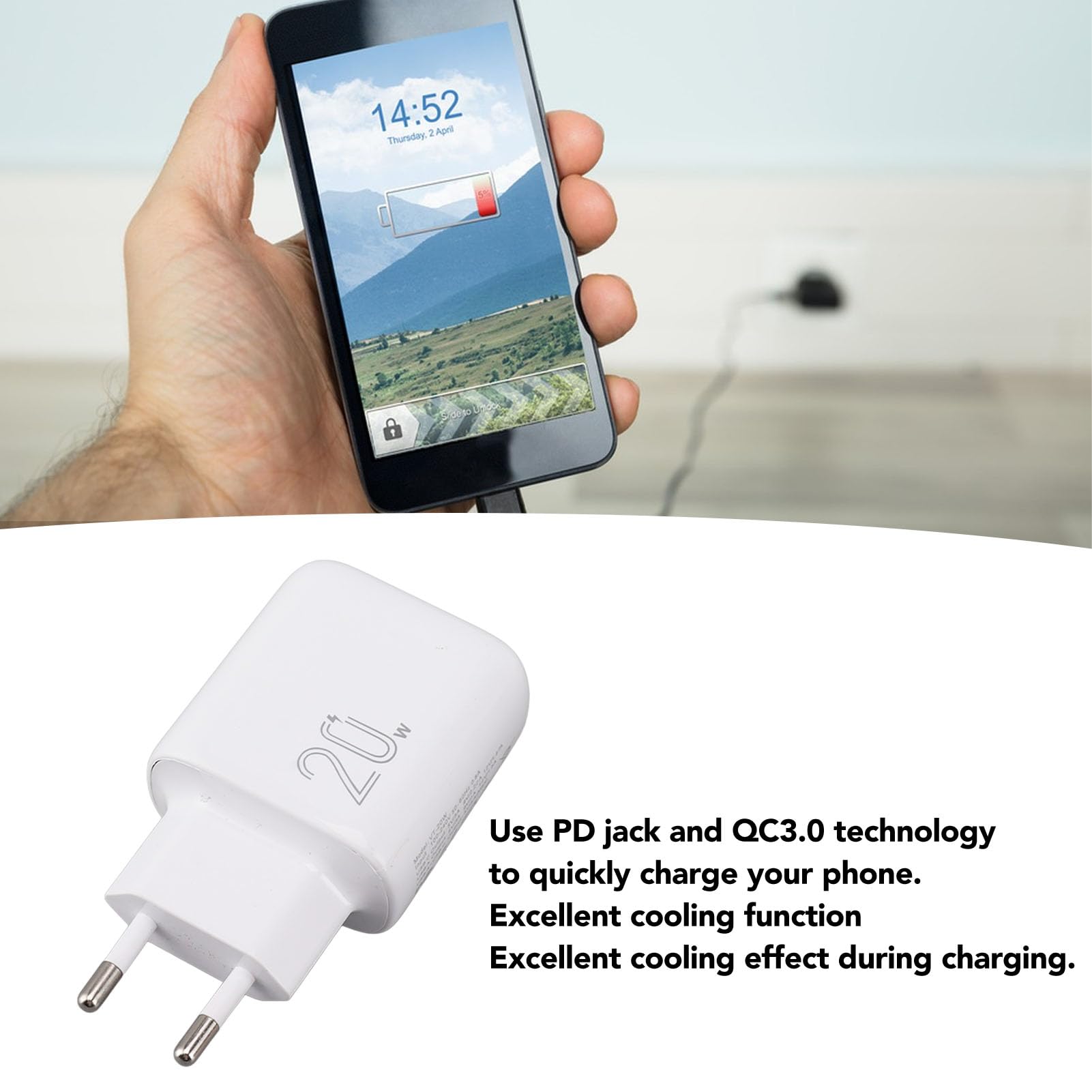 Confezione da 3 - 20W PD USB-C + QC 3.0 Blocco caricatore a doppia