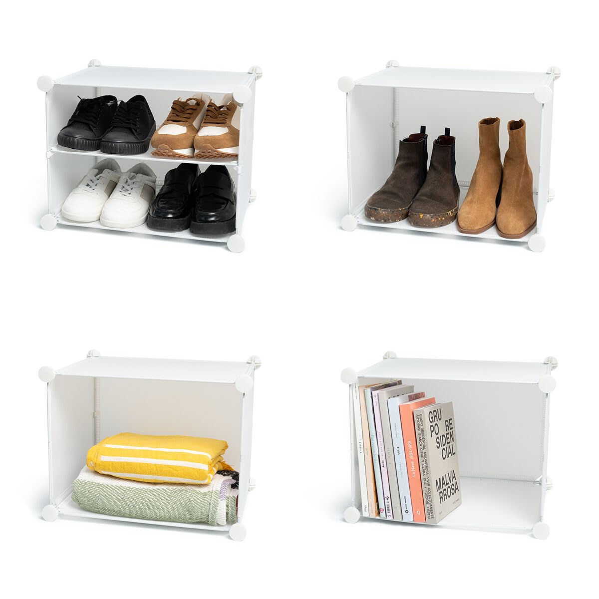 InnovaGoods® Zapatero Modular Portátil, 10 módulos, 18 Compartimentos para 36 pares, Incluye Perchero y Orificios de ventilación, Montaje sin herramientas. mueble zapatero para vestidores, baños, etc.