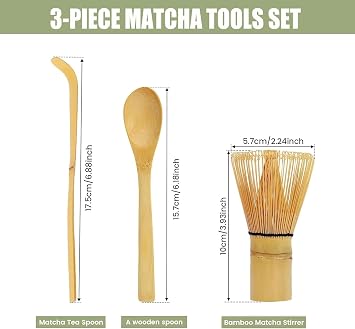 Matcha Whisk Set, Bamboo Matcha Whisks, Traditional Set for Matcha Preparation, Includes Matcha Whisk, Bamboo Scoop, Suitable for Ceremonies