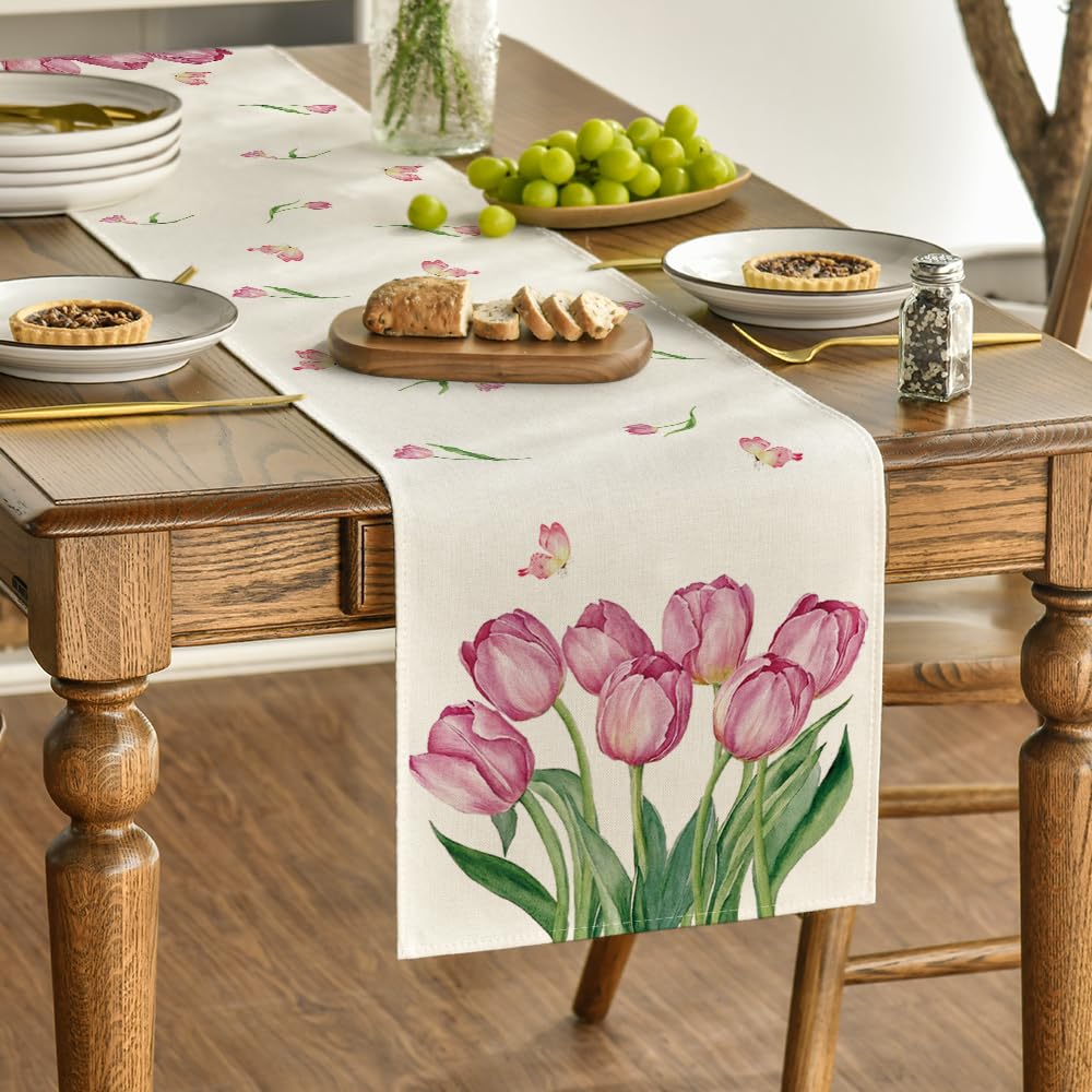 Artoid Mode Tafelkleed met haas en bloemen, wasbaar tafelkleed, seizoensgebonden lente, vakantie, tafelkleed voor feest, familieeten, tafeldecoratie 85 x 85 cm, vierkant