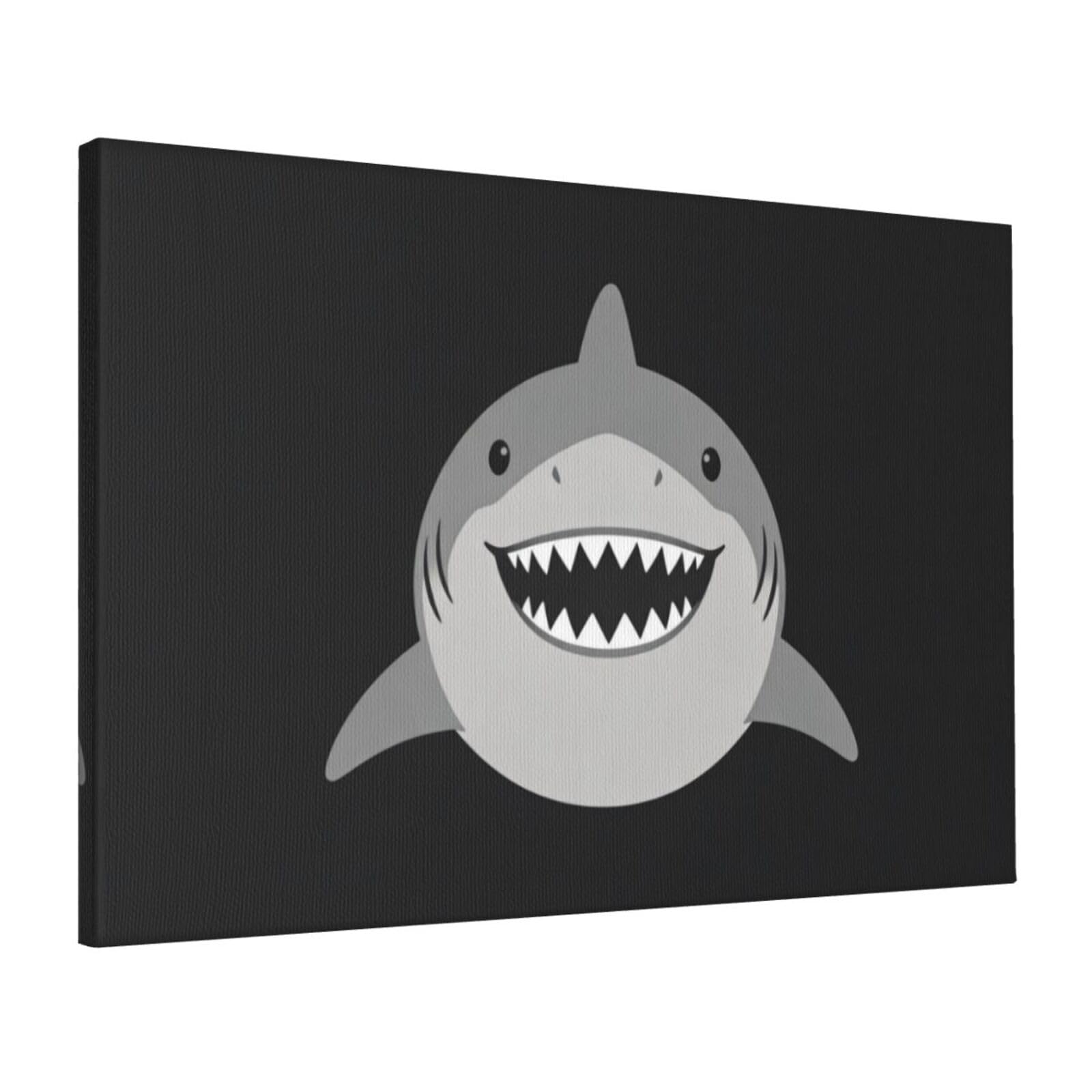 CNTDBU Shark Smile Canvas Wall Art 16x24 Inch-Large Modern Painting Print for Living Room, Framed Ready to Hang Artwork for Bedroom