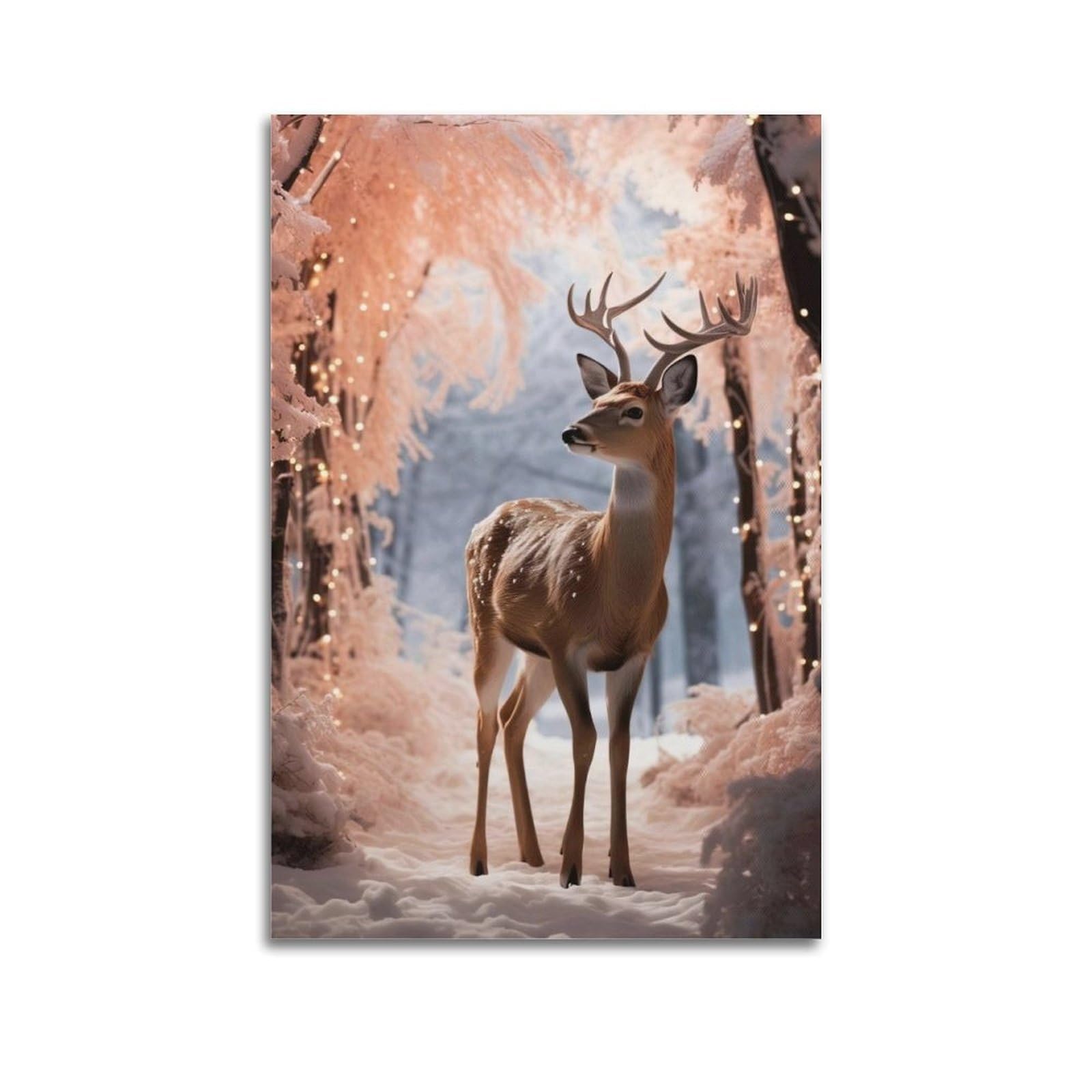 HUIYHB Animal Poster Deer in The Snow Poster Decorative Painting Canvas Wall Posters And Art Picture Print Modern Family Bedroom Decor Posters 20x30inch(50x75cm)