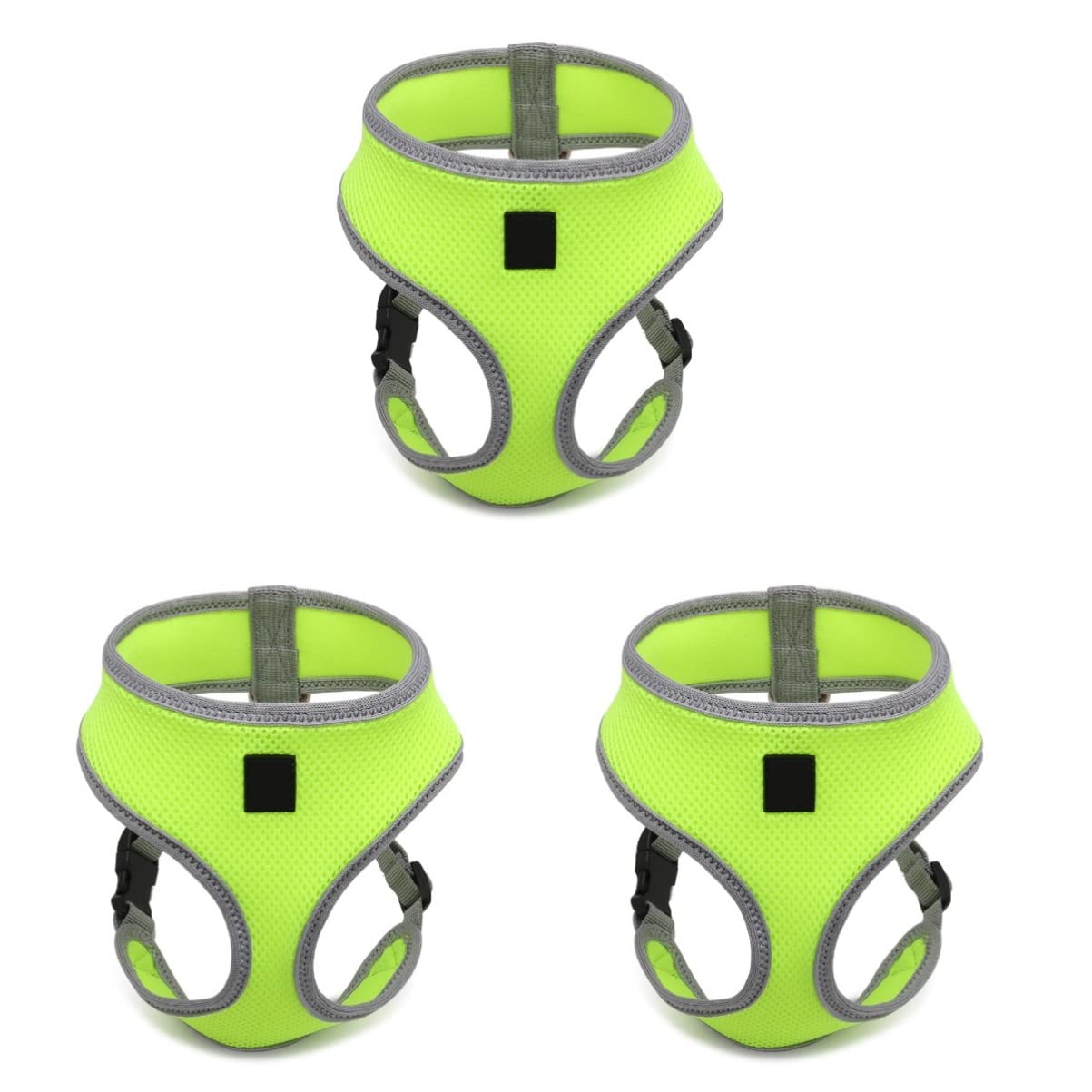POPETPOP 3pièces pour Chiens Et Chats Gilet De Sécurité Ajustable Fluorescent Vert Ceinture De Traction Confortable pour Animaux De Compagnie