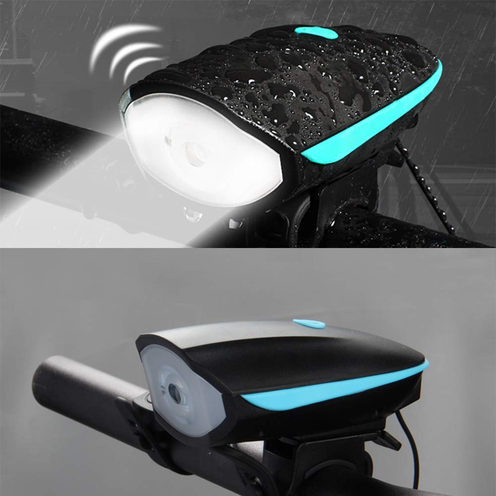 RajoNN Luz para Bicicleta 3 en 1 Luces para Bicicleta Impermeable MTB Bicicleta Bocina Campana Luz LED eléctrica Lámpara Recargable USB Faros Delanteros Luz para Bicicleta