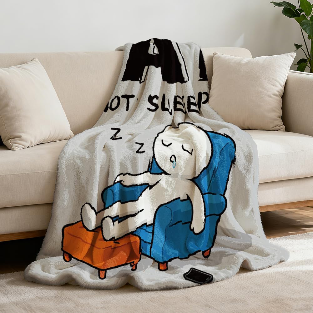 GLOBLELAND Funny Dad Throw 59x51 inch Father's Day Dad is Not Sleeping Flannel Blanket Dad's Birthday Gift Washable Fuzzy Throw Blanket for Couch Chair Sofa Bed Dorm Bedroom Home Anniversary