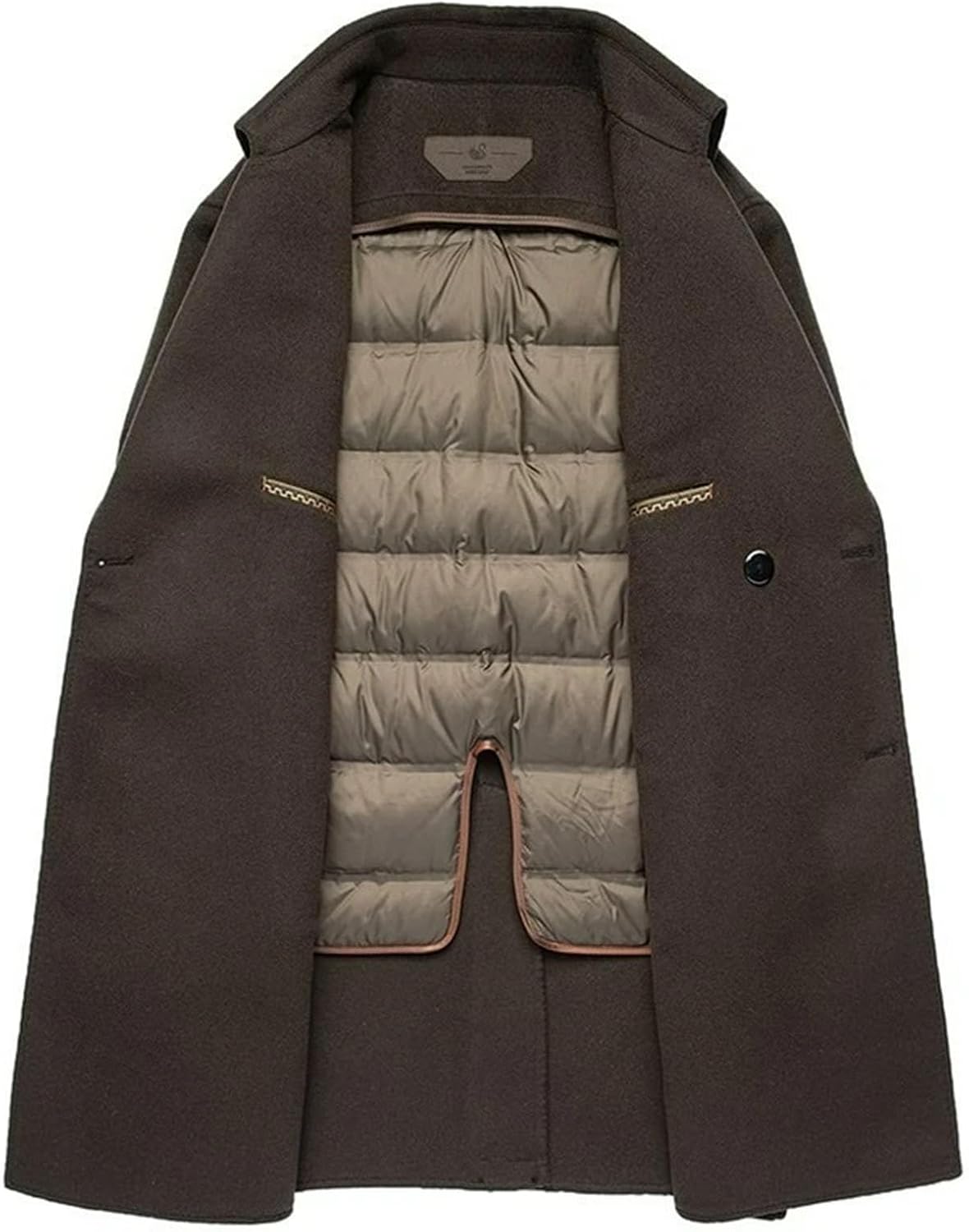 Mens Winter Wool Jacket Detachable Down Lining Working Windproof Coat Casual Korean Fashion Outerwear