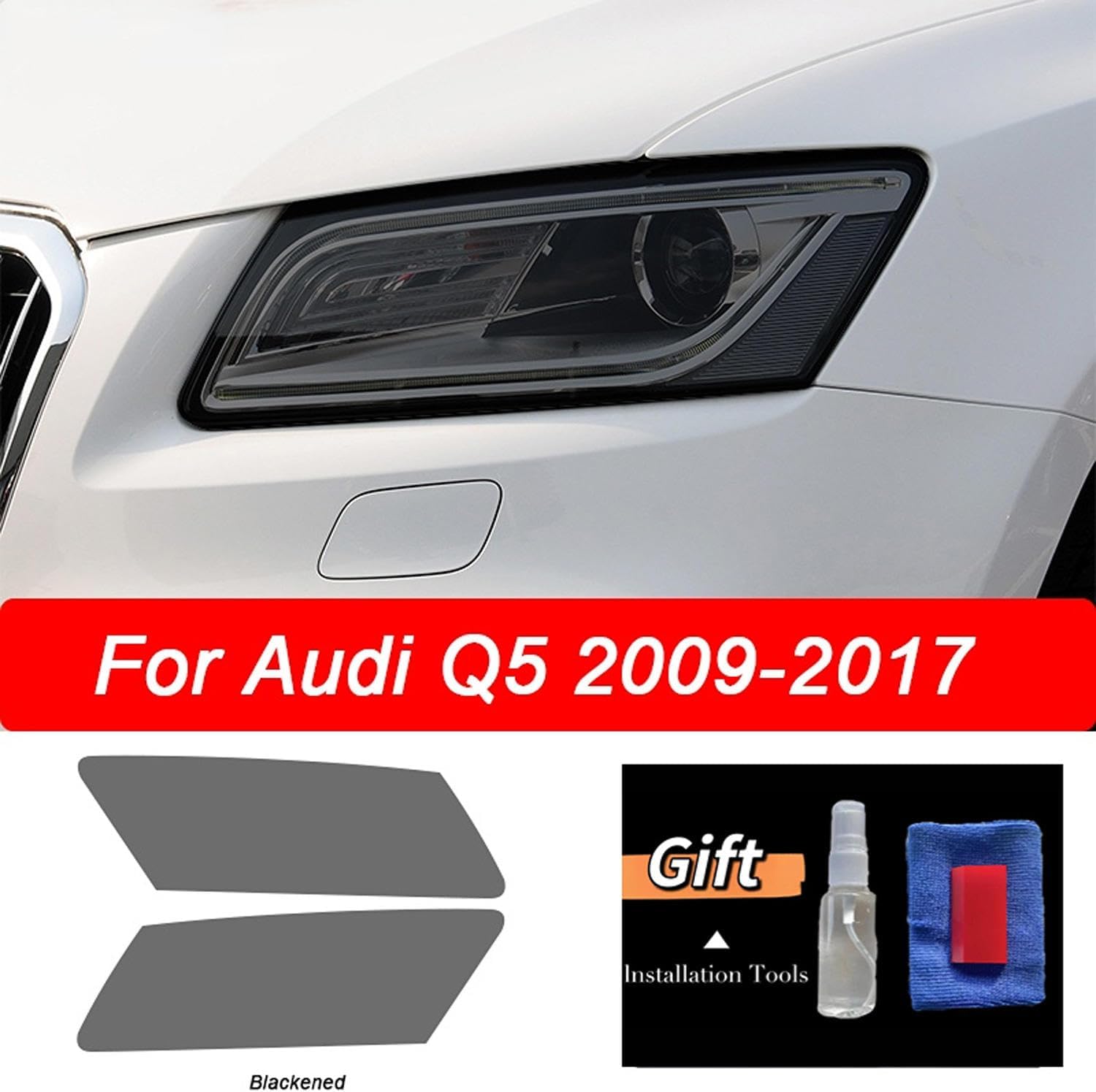 Car Headlight Protective Film Restoration Transparent Black TPU Sticker，for Audi Q5 SQ5 FY 8R 2009-2020