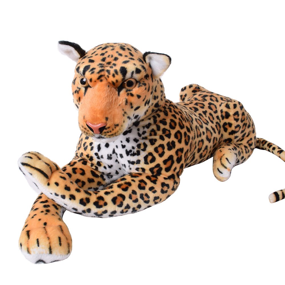 TE-Trend Leopard przytulanka XXL, pluszowa zabawka, leżąca, dekoracja, kot drapieżny, duży kot, zabawka, 80 cm, wielokolorowa