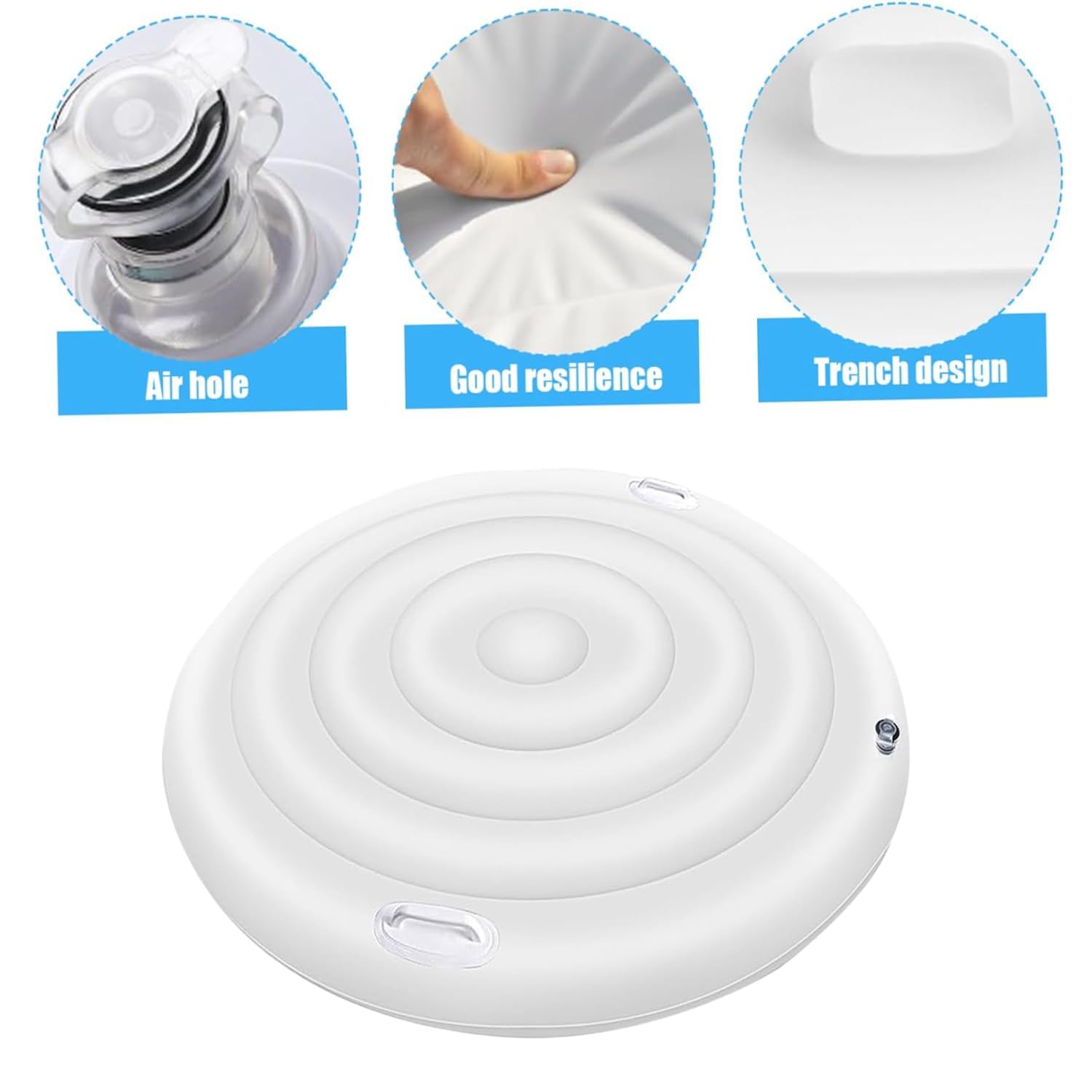 Couverture de Spa Gonflable Ronde,Couverture de Spa à économie d'énergie pour Spa,avec Valve de gonflage et de dégonflage Rapide et Facile,Coupe-Vent, imperméable, Anti-Neige et isolée (Round 145cm)