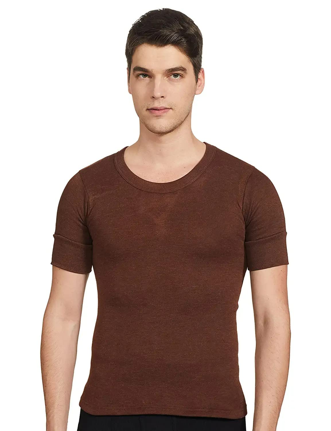 Bodywarmer Men's Half Sleeves Round Neck Thermal Top Vest-image-25