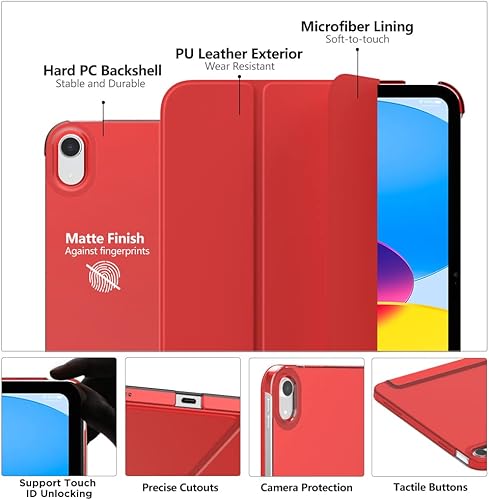 Vista 53 de MoKo Funda para iPad (A16) de 11ª generación de 11 pulgadas 2025, funda para iPad de 10.9 pulgadas 2022, carcasa trasera translúcida de Plateado