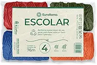 Barbante Colorido, Euroroma, 50 Gramas, Escolar, 4/4, 76 Metros, Sortido, Pacote com 4